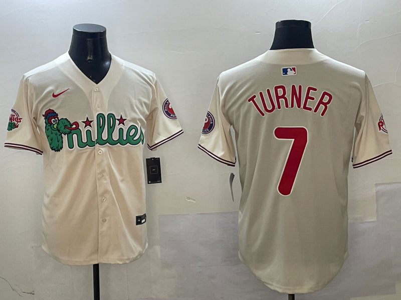 Men's Philadelphia Phillies Trea Turner #7 Cream Jersey
