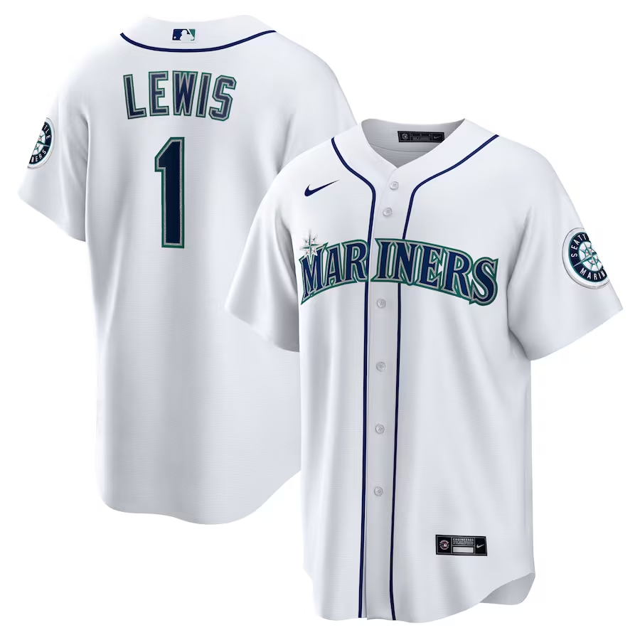 Men's Seattle Mariners Kyle Lewis #1 White Name Jersey