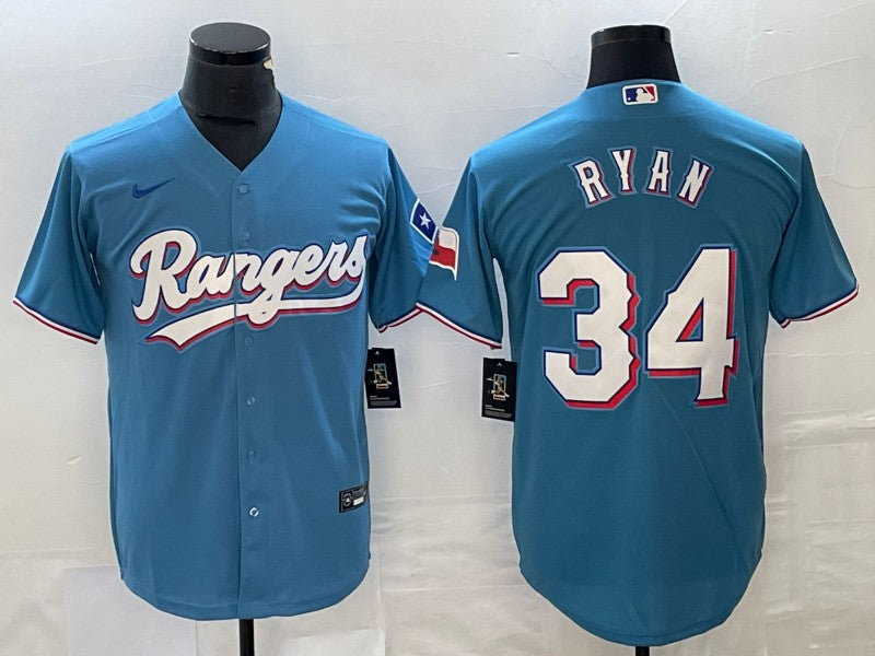 Men's Texas Rangers Nolan Ryan #34 Light Blue Jersey