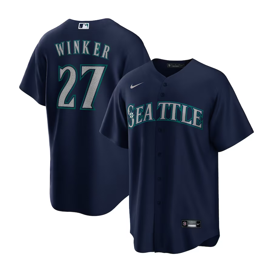 Men's Seattle Mariners Jesse Winker #27 Navy Alternate Jersey