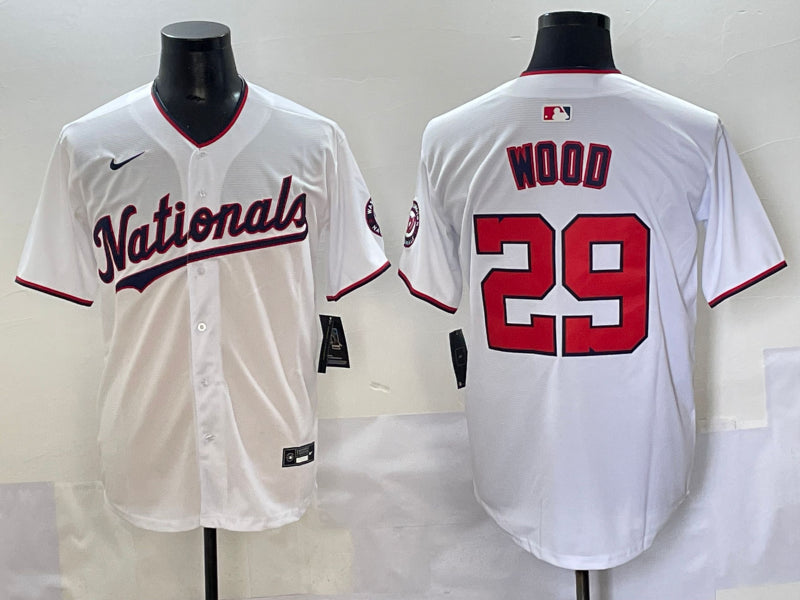 Men's Washington Nationals James Wood #29 White Home Jersey