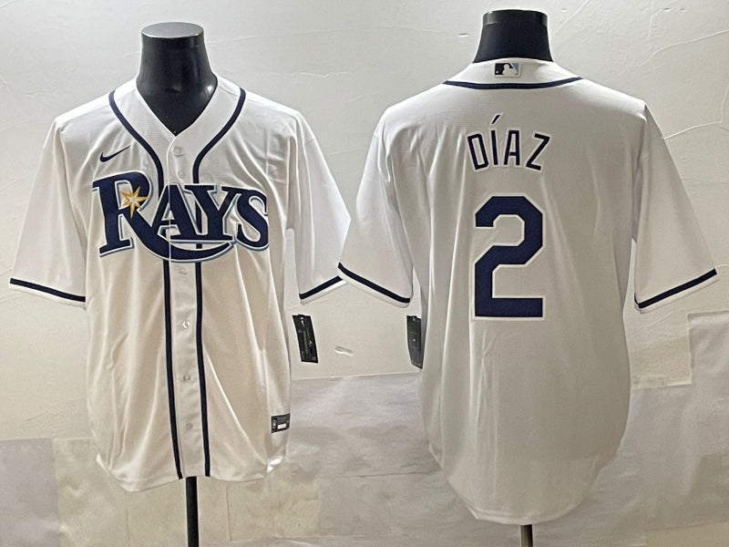 Men's Tampa Bay Rays Yandy Diaz #2 White Home Jersey