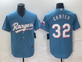 Men's Texas Rangers Evan Carter #32 Light Blue Jersey