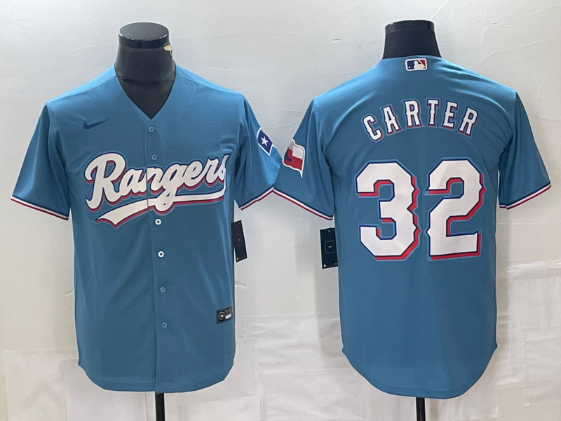 Men's Texas Rangers Evan Carter #32 Light Blue Jersey