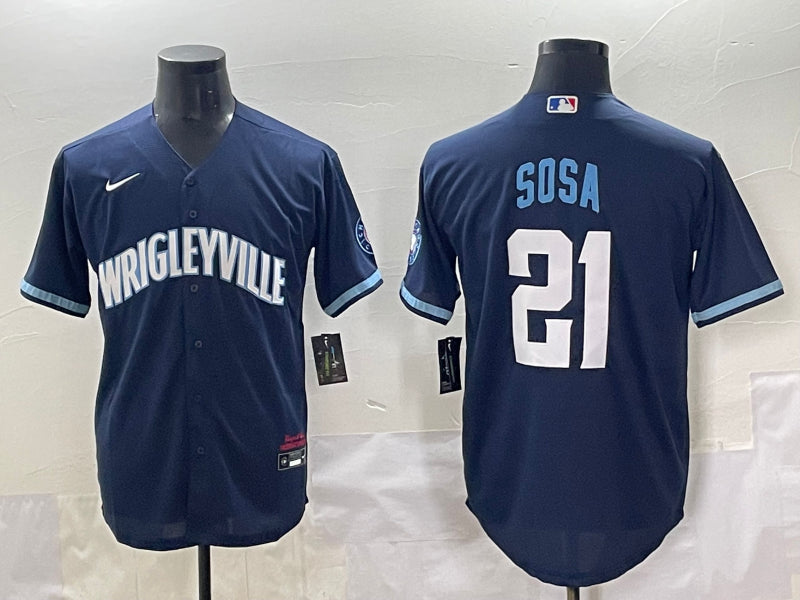 Men's Chicago Cubs Sammy Sosa #21 Navy City Connect Jersey