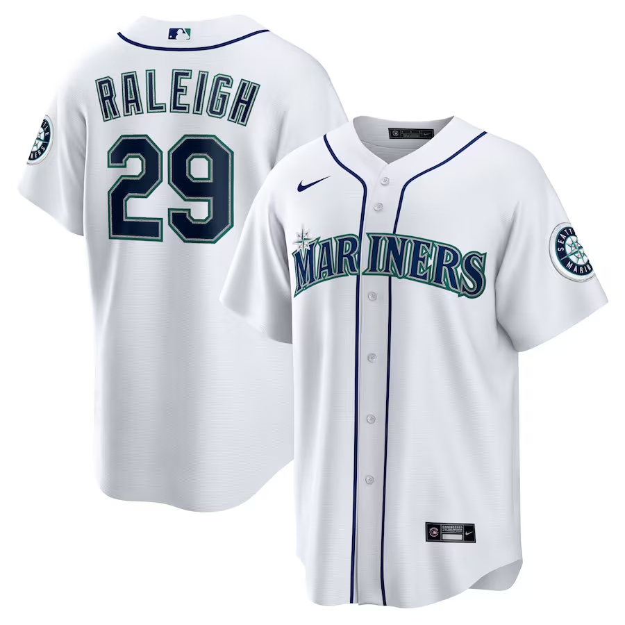 Men's Seattle Mariners Cal Raleigh #29 White Home Jersey