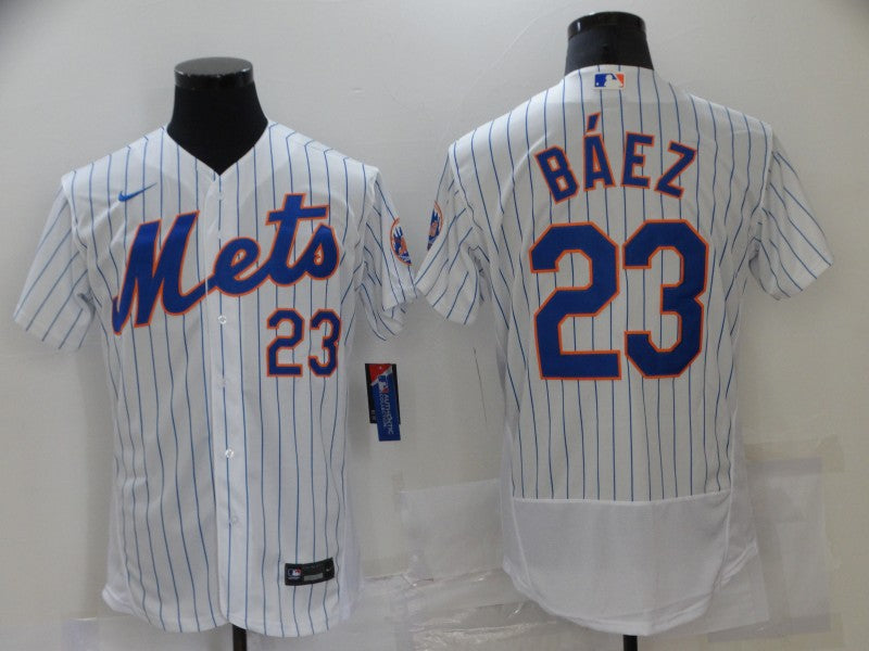 Men's New York Mets Javier Baez #23 White Jersey
