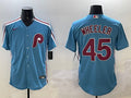 Men's Philadelphia Phillies Zack Wheeler #45 Light Blue Limited Jersey