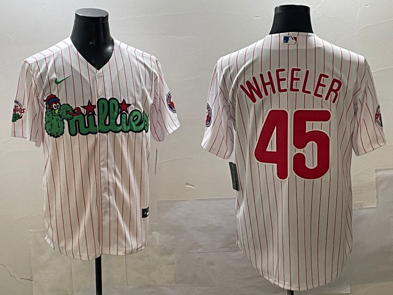 Men's Philadelphia Phillies Zack Wheeler #45 White Team Jersey