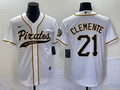 Men's Pittsburgh Pirates Roberto Clemente #21 White Team Jersey Joint Edition