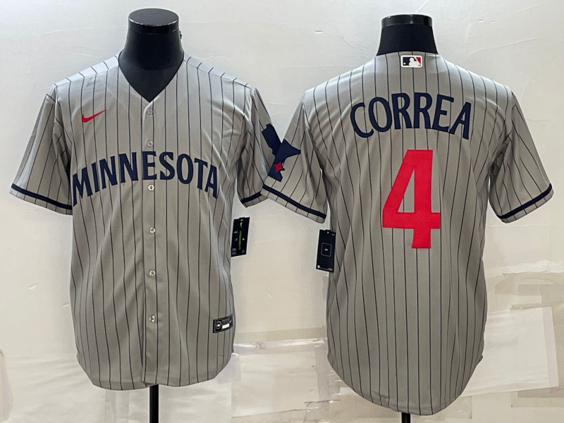 Men's Minnesota Twins Carlos Correa #4 Gray Alternate Jersey