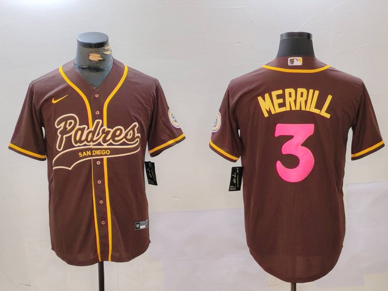 Men's San Diego Padres Jackson Merrill #3 Brown Jersey