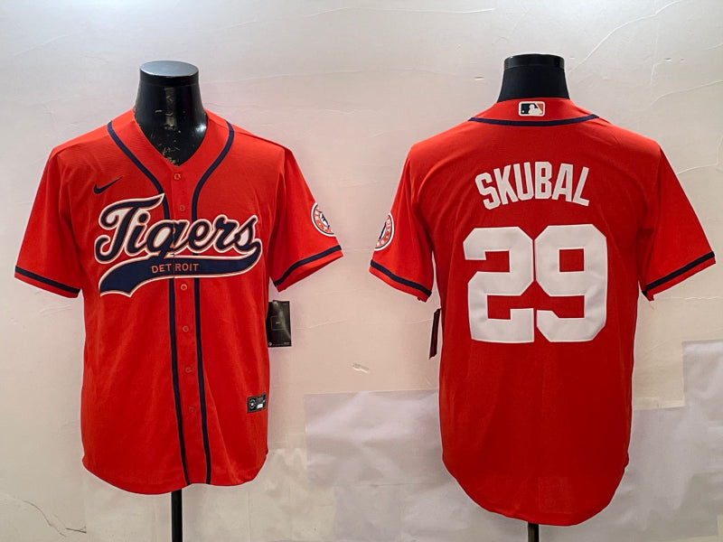 Men's Detroit Tigers Tarik Skubal #29 Orange Jersey