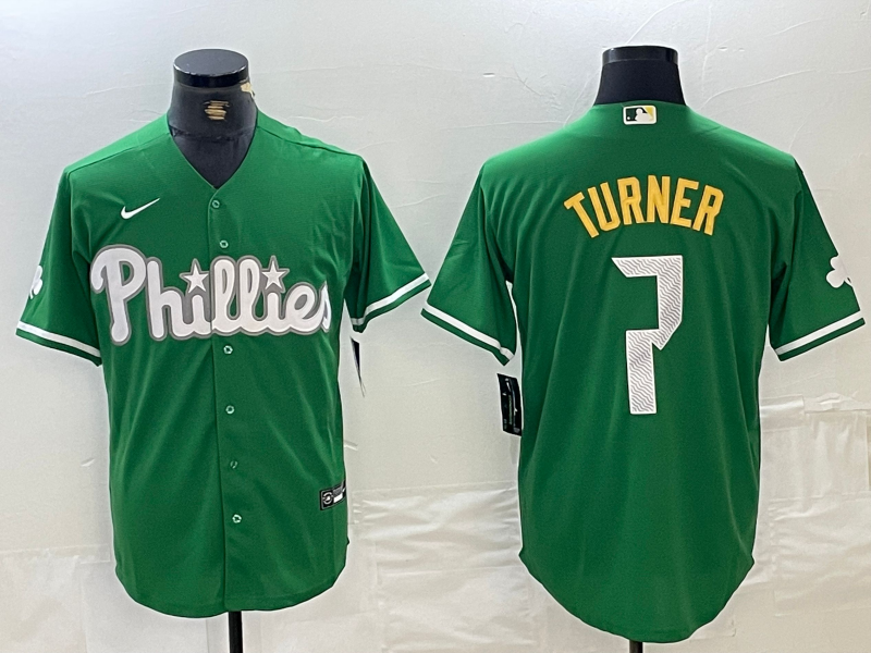Men's Philadelphia Phillies Trea Turner #7 Green Jersey