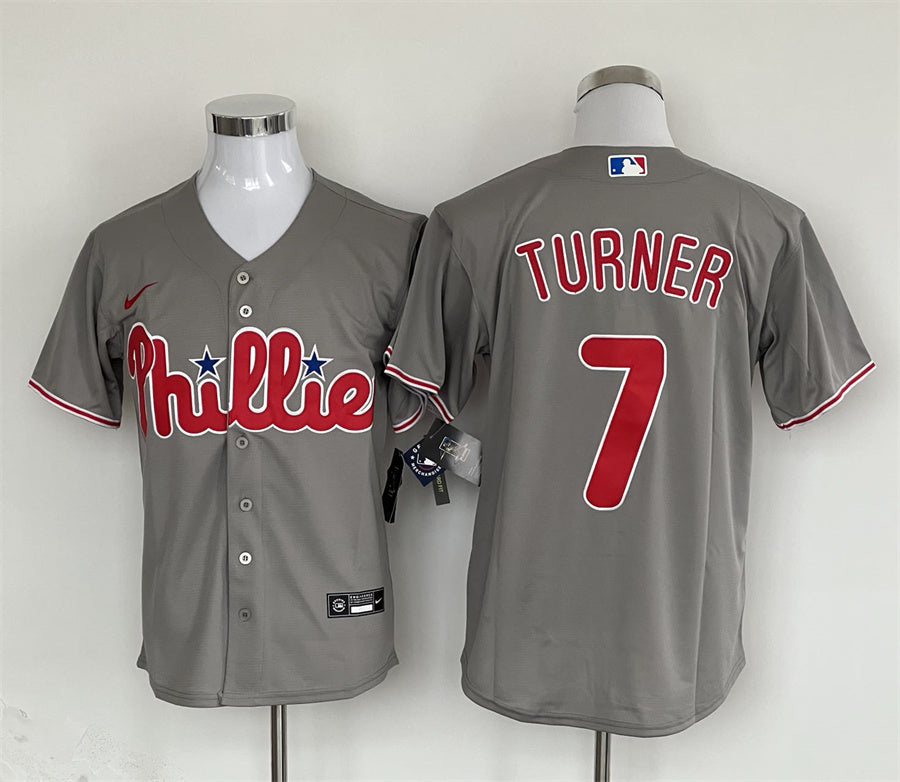 Men's Philadelphia Phillies Trea Turner #7 Gray Jersey
