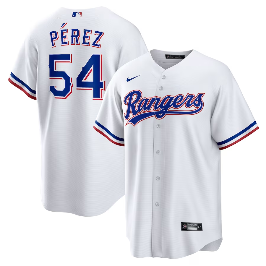 Men's Texas Rangers Martin Perez #54 White Home Jersey